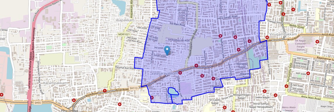 Location Map of Tirupathi Nagar, Chennai