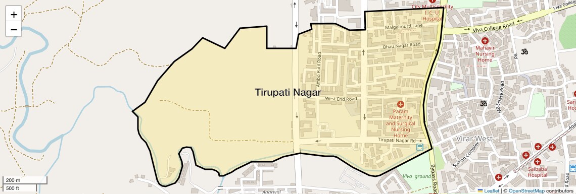 Location Map of Tirupati Nagar, Palghar