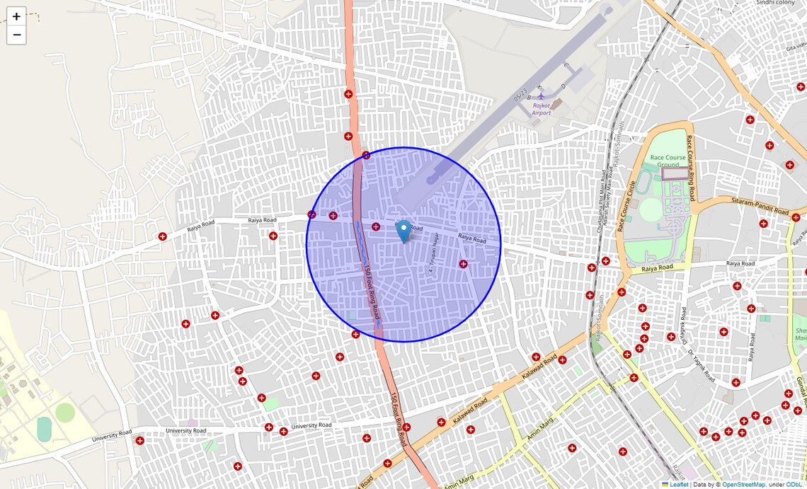 Location Map of Tirupati Nagar, Rajkot
