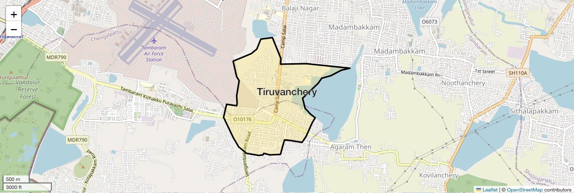 Location Map of Tiruvanchery, Chennai