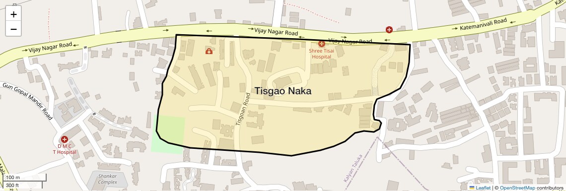 Location Map of Tisgao Naka, Thane