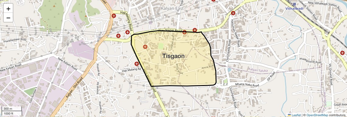Location Map of Tisgaon, Thane