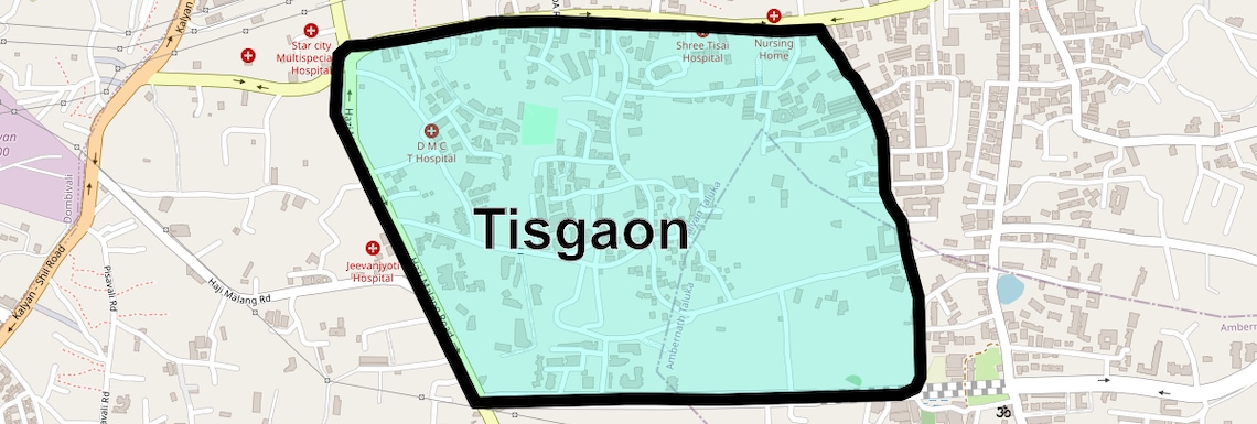 Location Map of Tisgaon, Thane