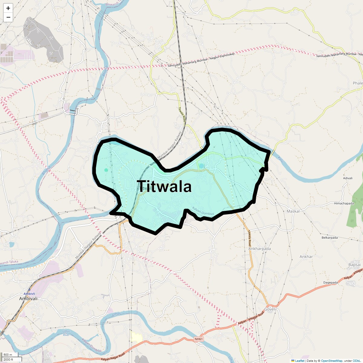 Location Map of Titwala, Thane