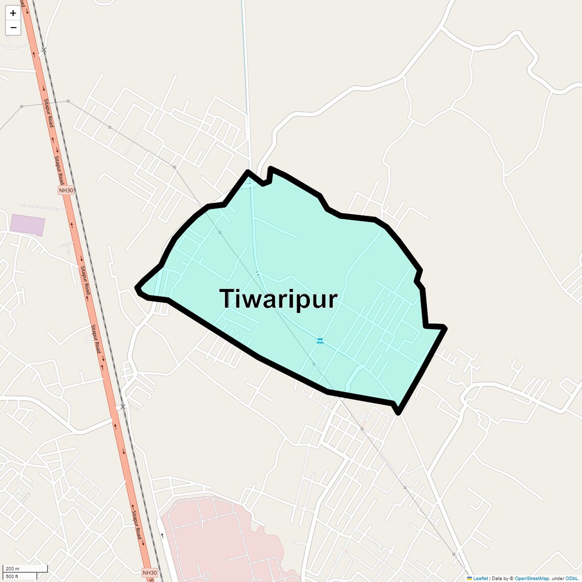 Location Map of Tiwaripur, Lucknow