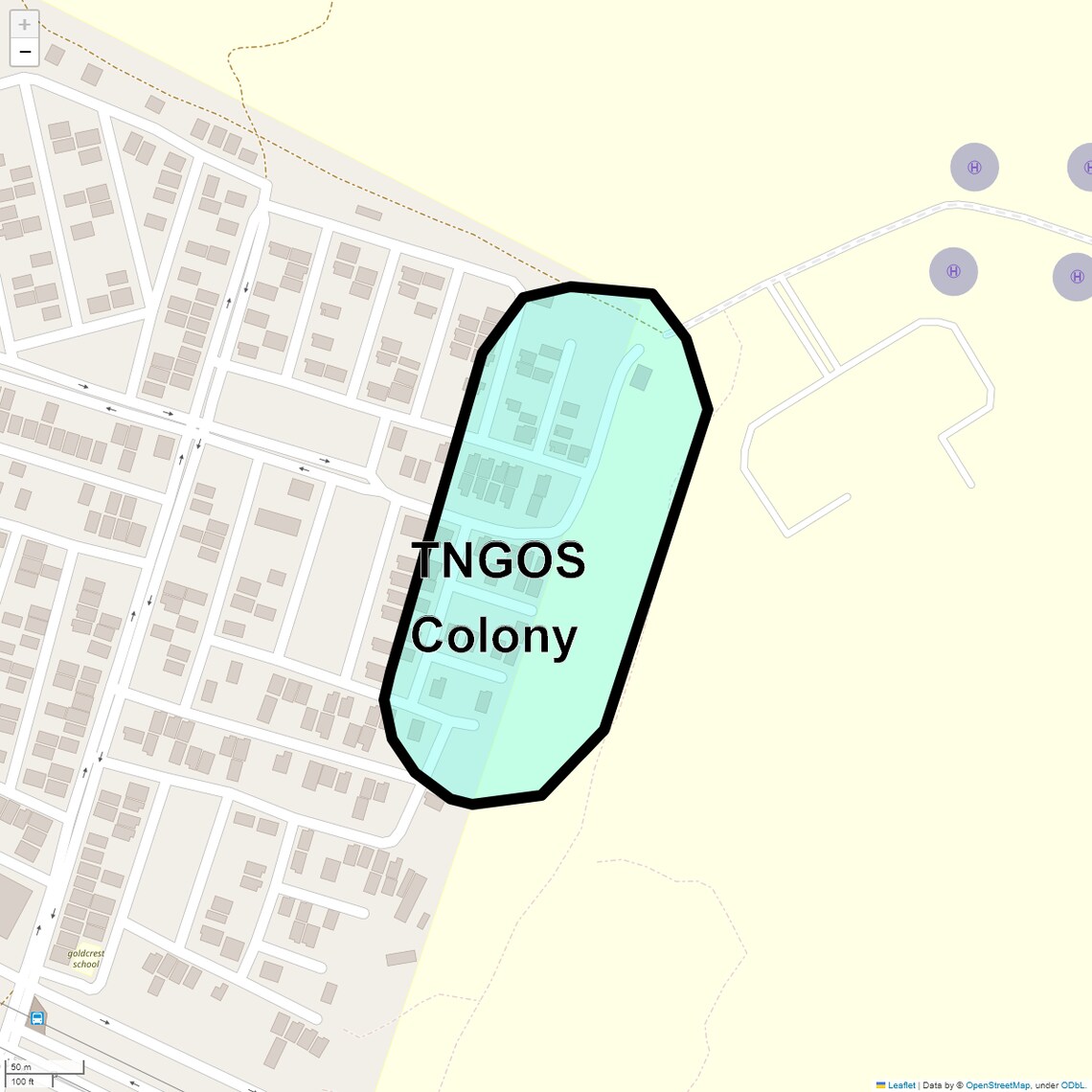 Location Map of Tngos Colony, Hyderabad