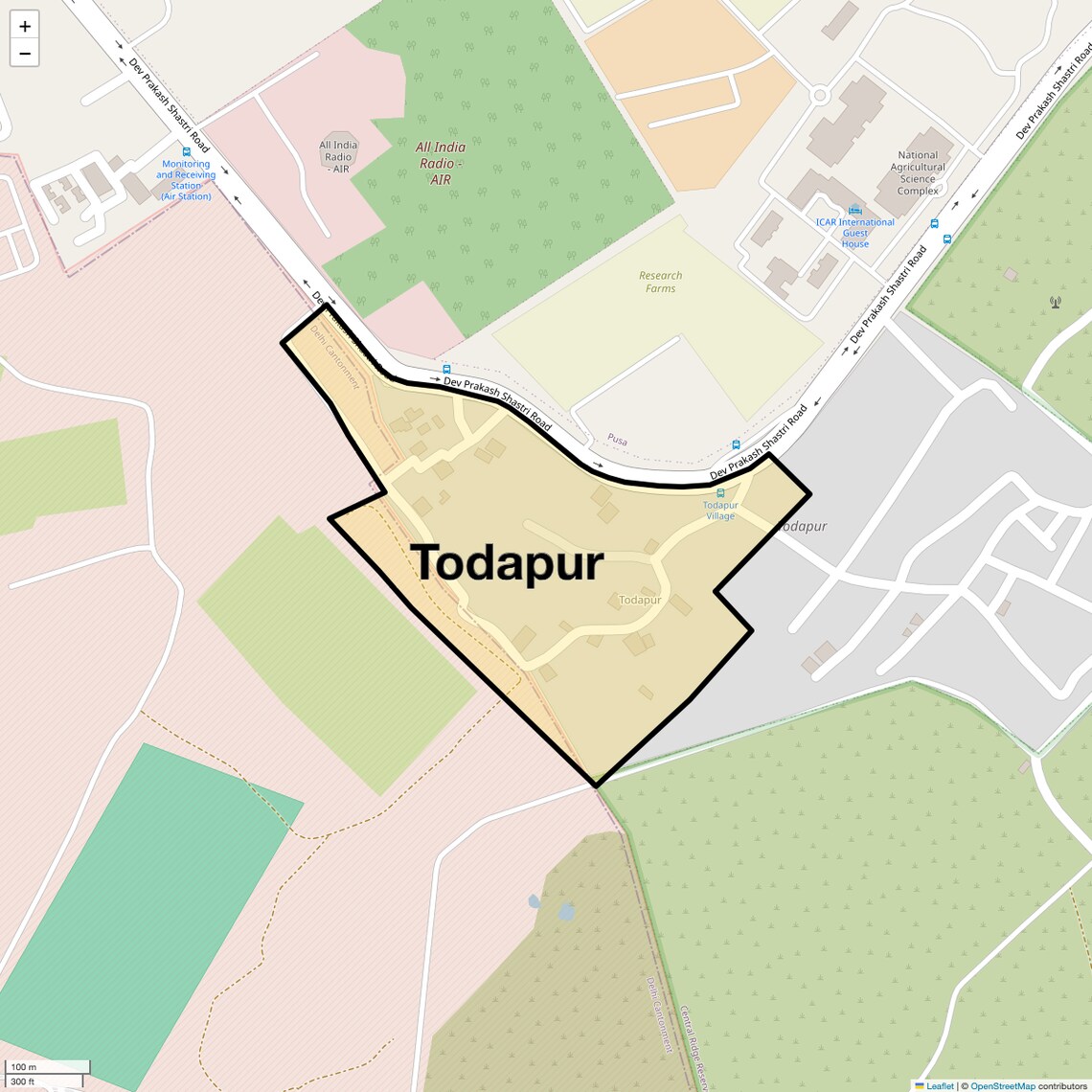 Location Map of Todapur, Delhi