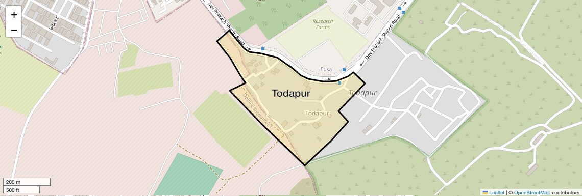 Location Map of Todapur, Delhi