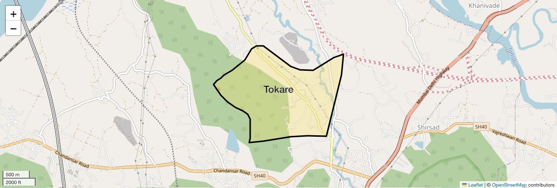 Location Map of Tokare, Palghar