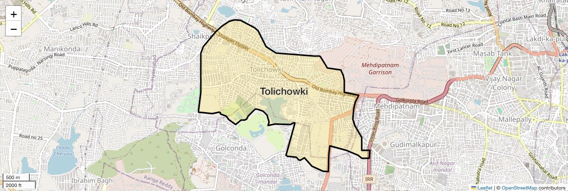 Location Map of Tolichowki, Hyderabad