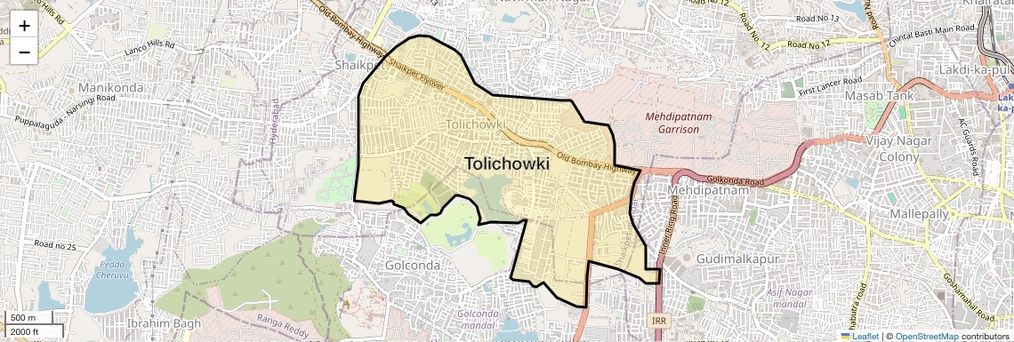 Location Map of Tolichowki, Hyderabad