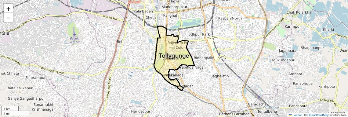 Location Map of Tollygunge, Kolkata