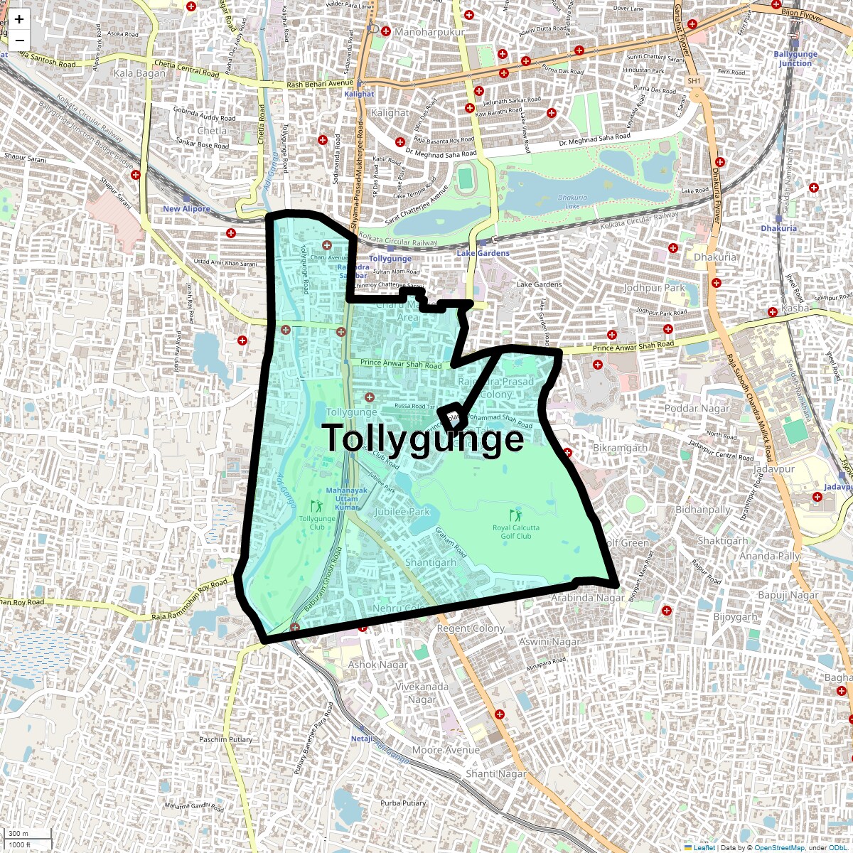 Location Map of Tollygunge, Kolkata
