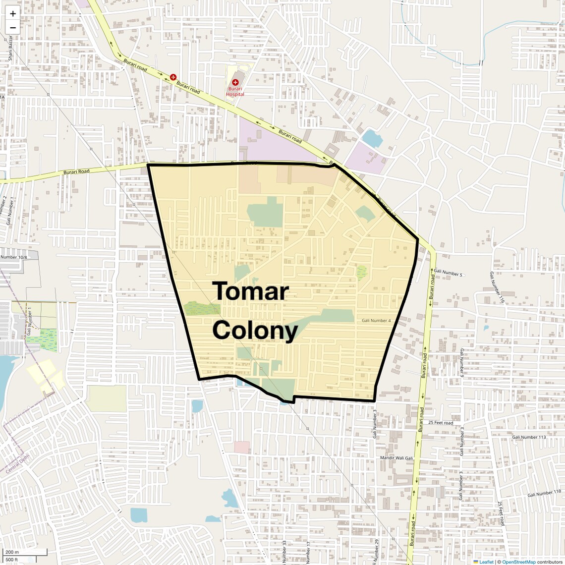 Location Map of Tomar Colony, Delhi