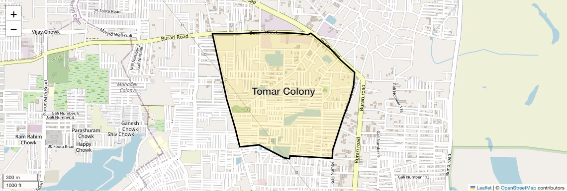 Location Map of Tomar Colony, Delhi