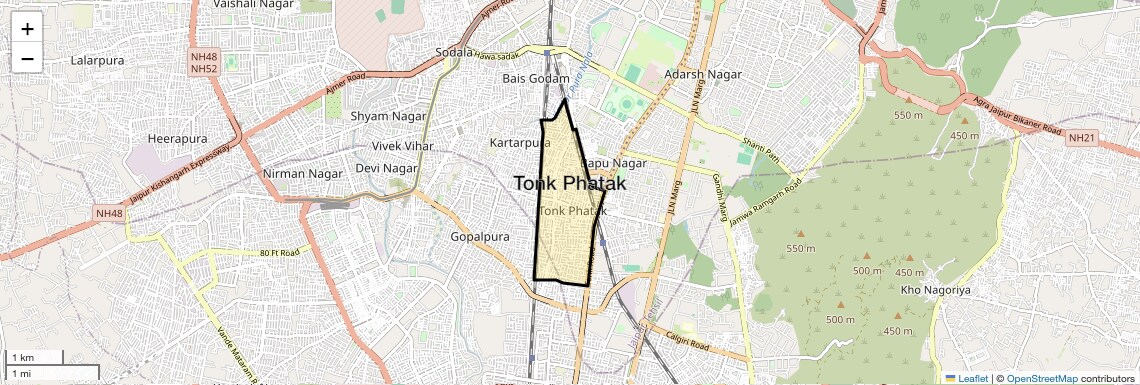 Location Map of Tonk Phatak, Jaipur