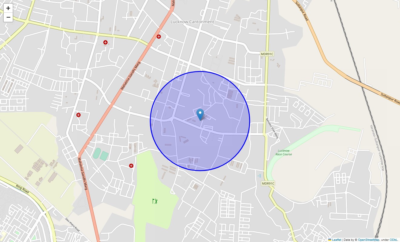 Location Map of Topkhana Bazar, Lucknow