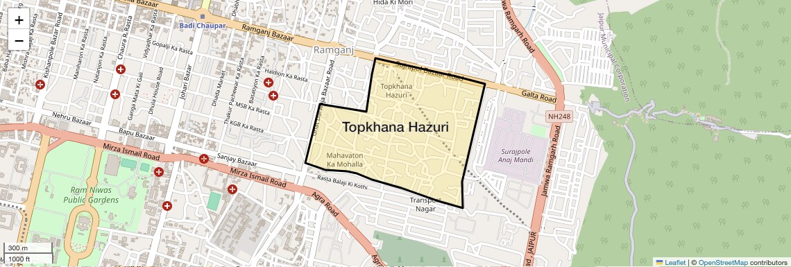 Location Map of Topkhana Hazuri, Jaipur
