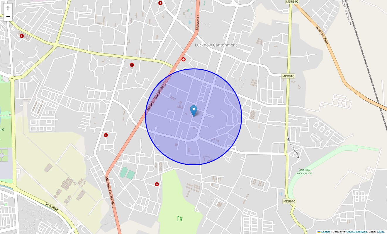 Location Map of Topsham Bazar, Lucknow