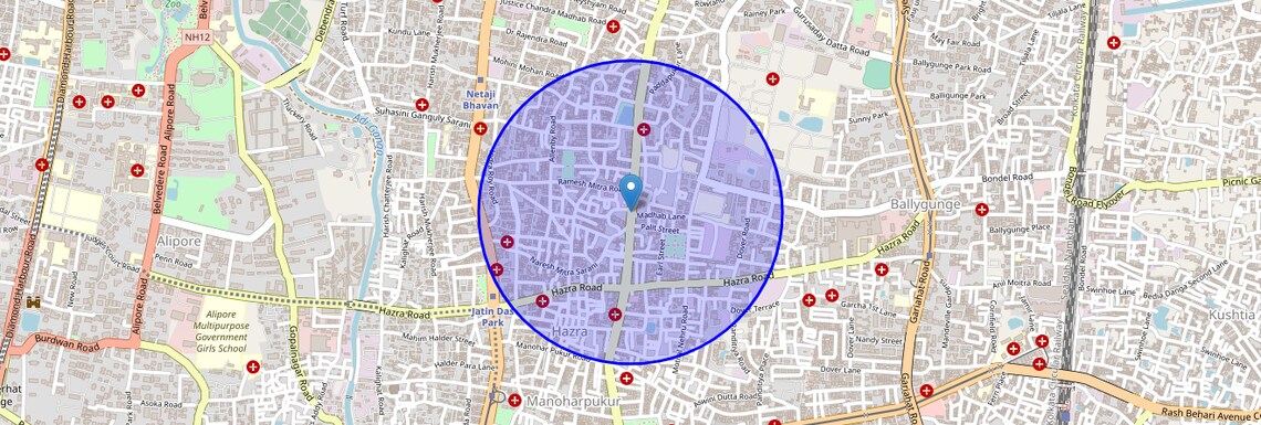 Location Map of Topsia Road, Kolkata