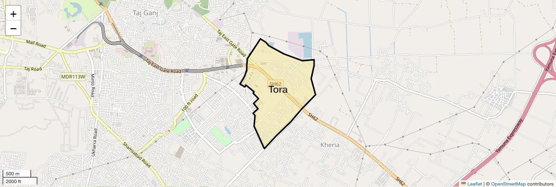 Location Map of Tora, Agra