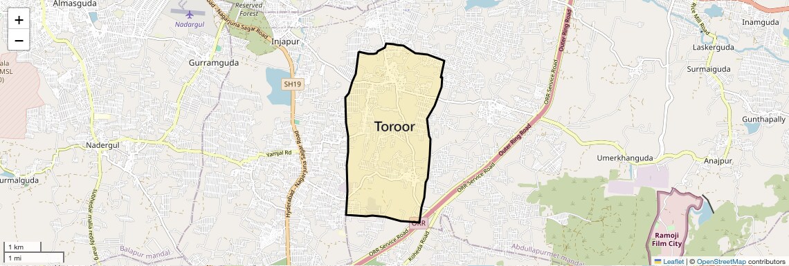 Location Map of Toroor, Hyderabad