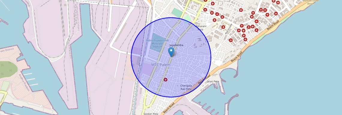 Location Map of Town Kotha Road, Vizag