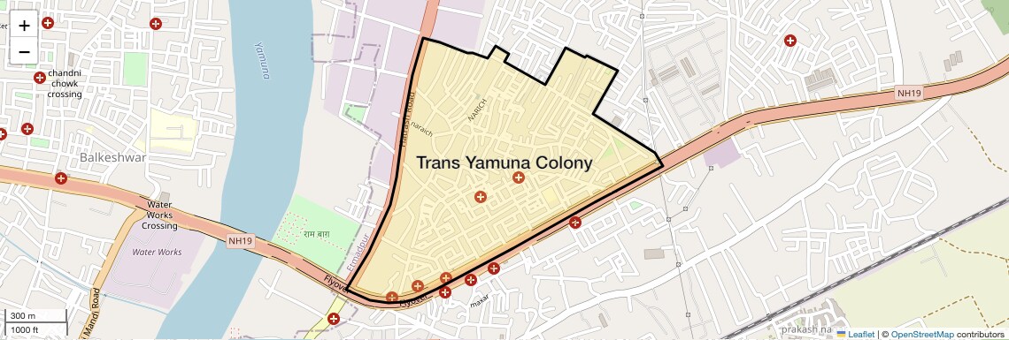 Location Map of Trans Yamuna Colony, Agra