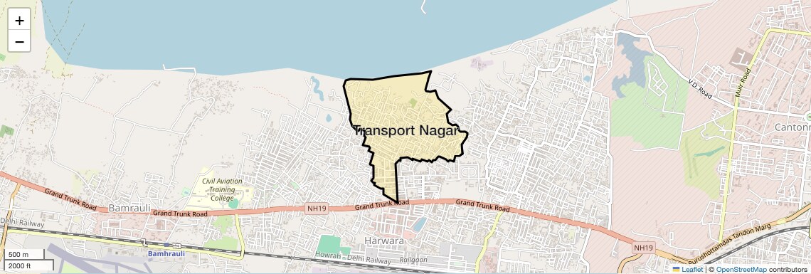 Location Map of Transport Nagar, Allahabad