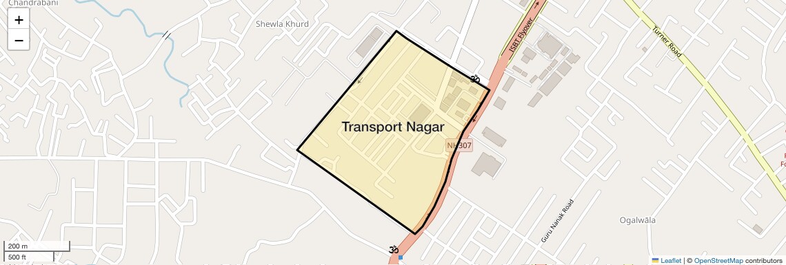 Location Map of Transport Nagar, Dehradun