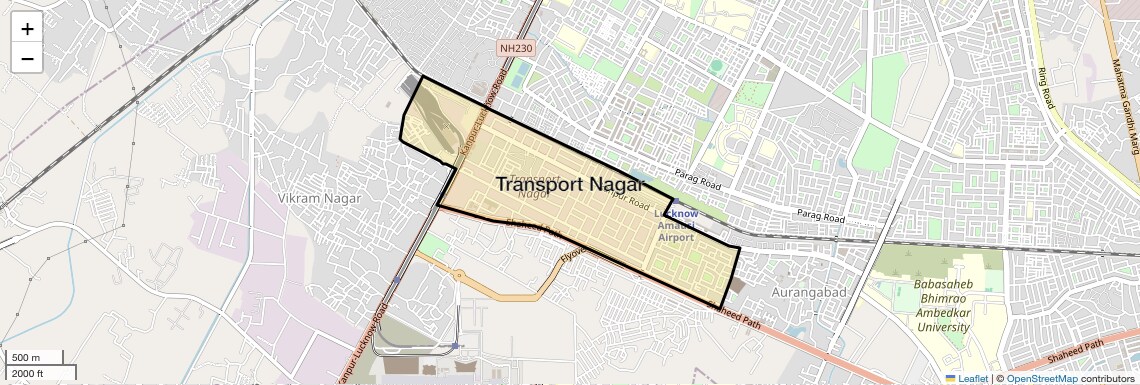 Location Map of Transport Nagar, Lucknow