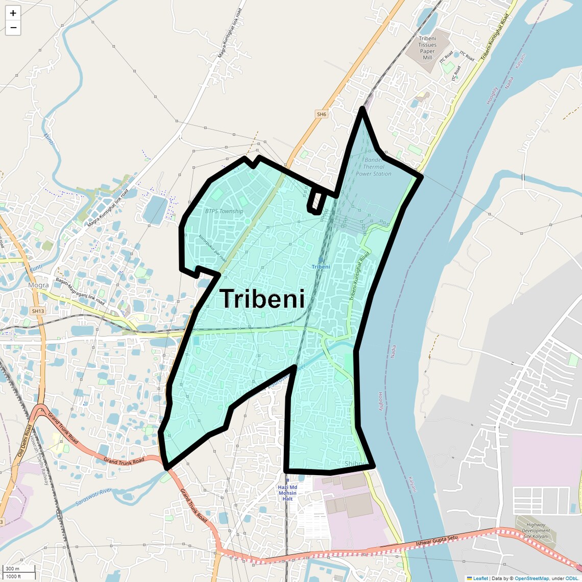 Location Map of Tribeni, Kolkata