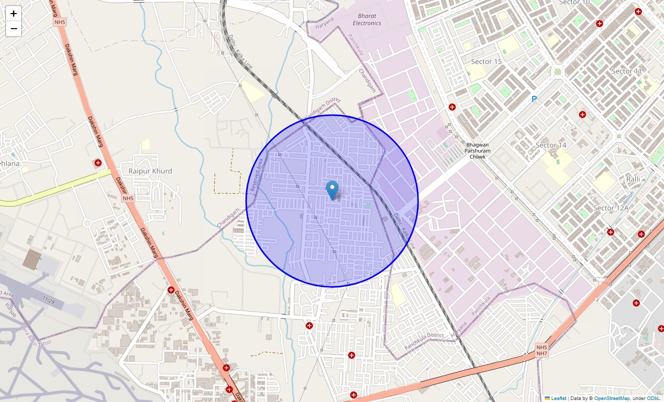 Location Map of Tribune Colony, Chandigarh