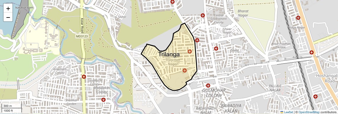 Location Map of Trilanga, Bhopal