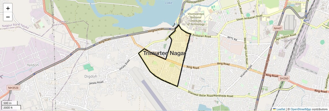 Location Map of Trimurtee Nagar, Nagpur