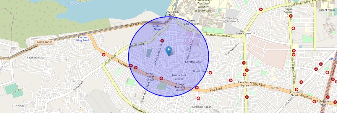 Location Map of Trimurtee Nagar, Nagpur