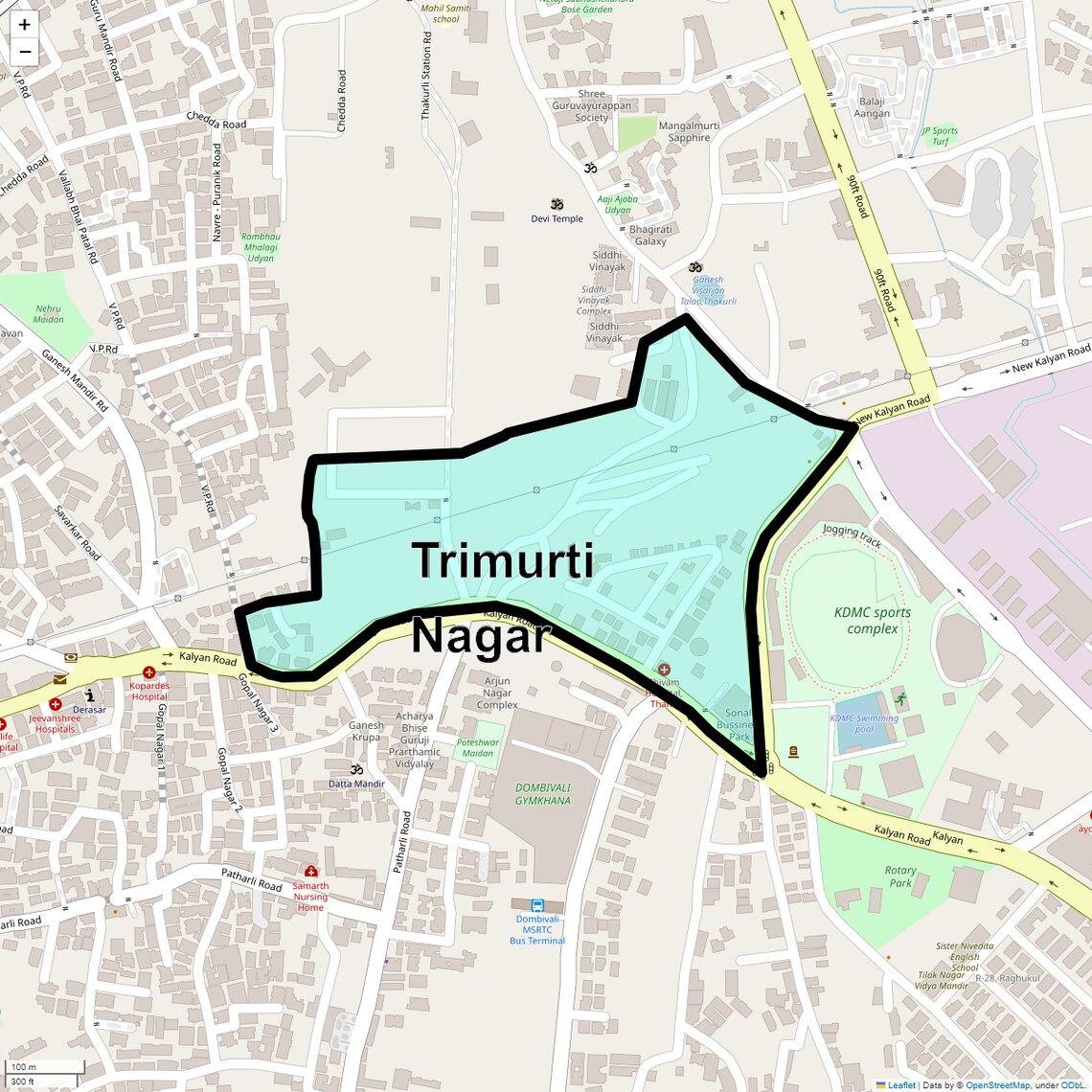 Location Map of Trimurti Nagar, Thane
