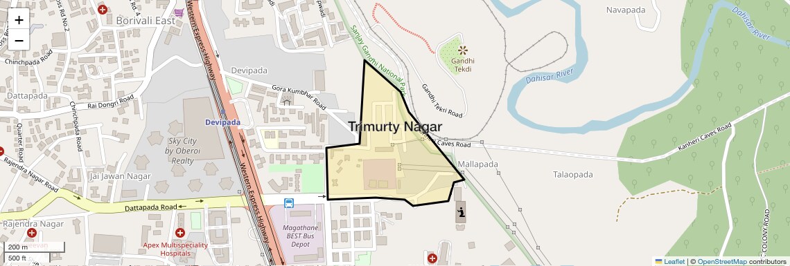 Location Map of Trimurty Nagar, Mumbai