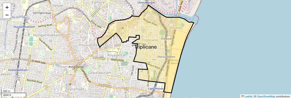 Location Map of Triplicane, Chennai