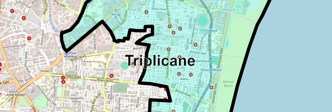 Location Map of Triplicane, Chennai