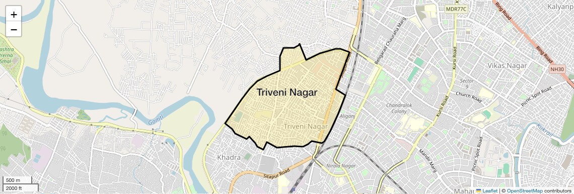 Location Map of Triveni Nagar, Lucknow