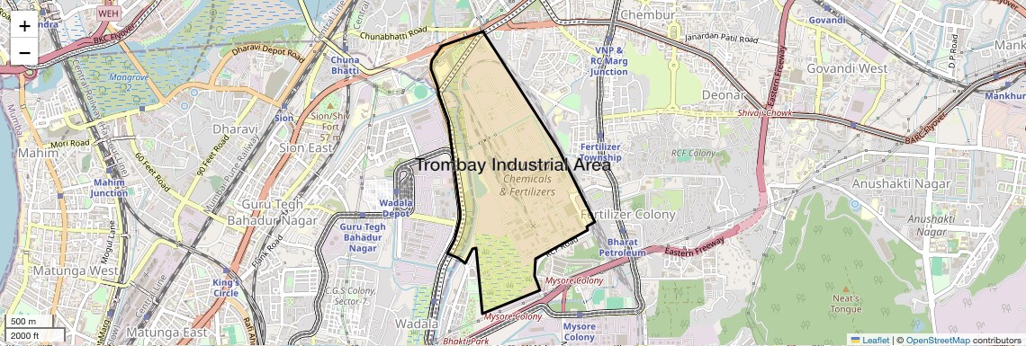 Location Map of Trombay Industrial Area, Mumbai