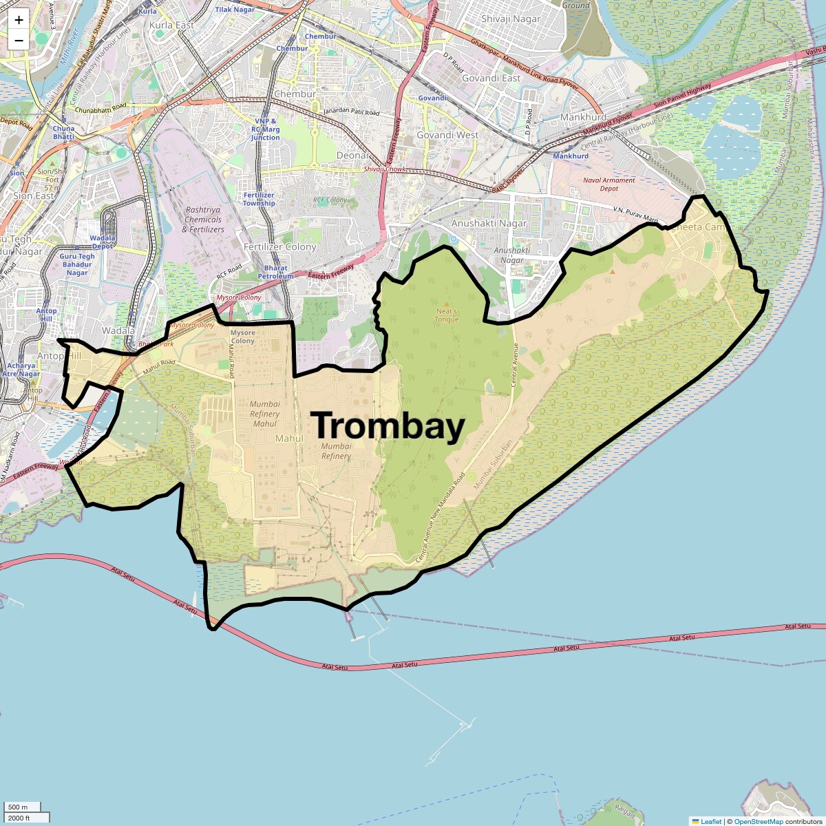 Location Map of Trombay, Mumbai