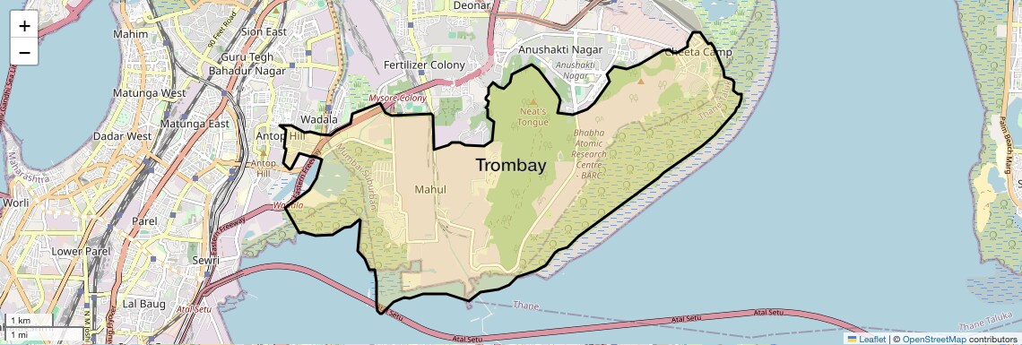 Location Map of Trombay, Mumbai