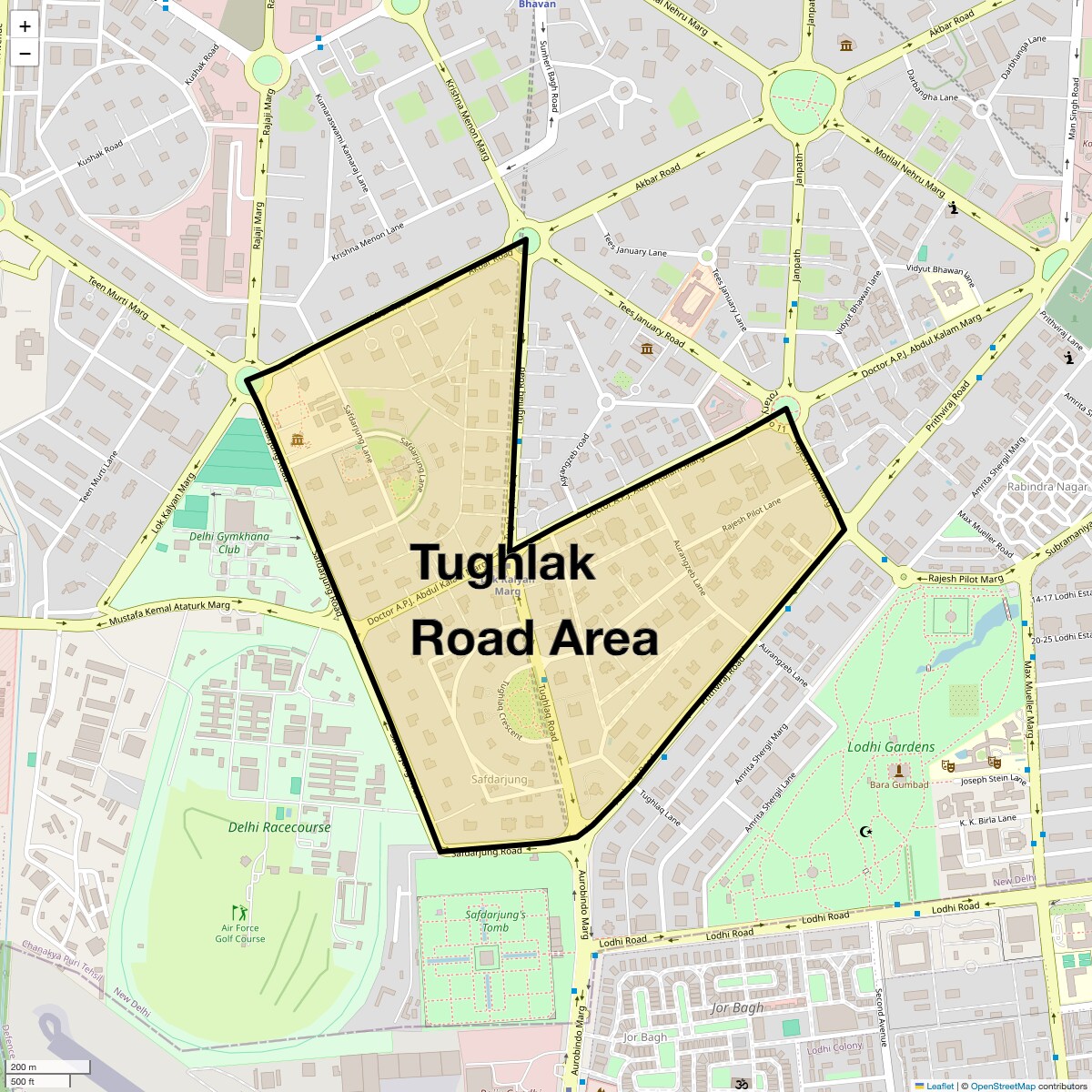 Check Time Travel of Tughlak Road Area, Delhi