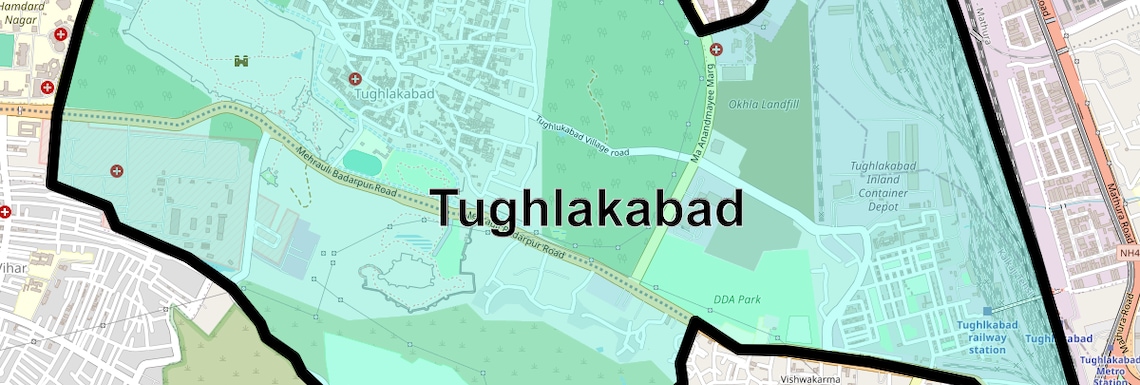 Location Map of Tughlakabad, Delhi