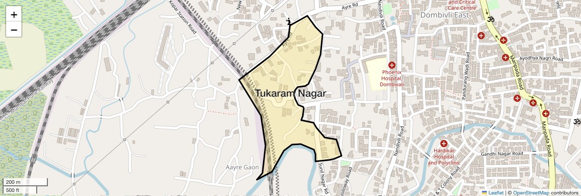 Location Map of Tukaram Nagar, Thane