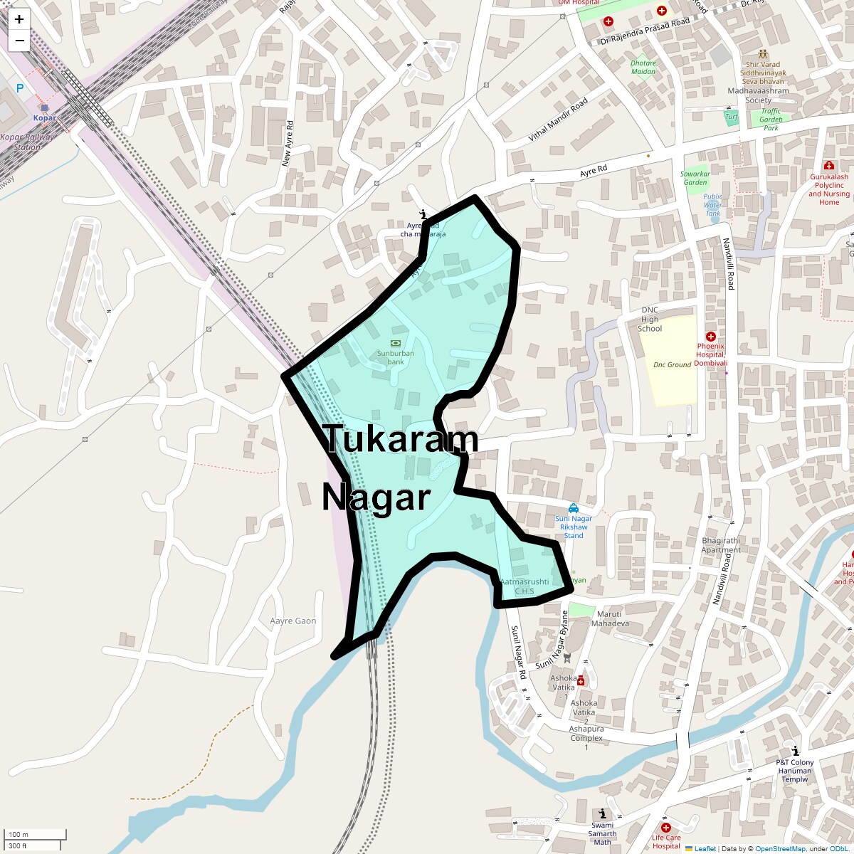 Location Map of Tukaram Nagar, Thane