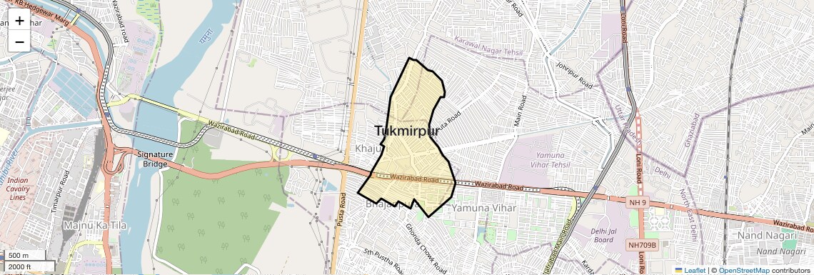 Location Map of Tukmirpur, Delhi