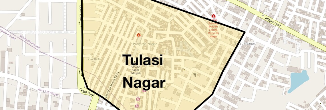 Location Map of Tulasi Nagar, Hyderabad
